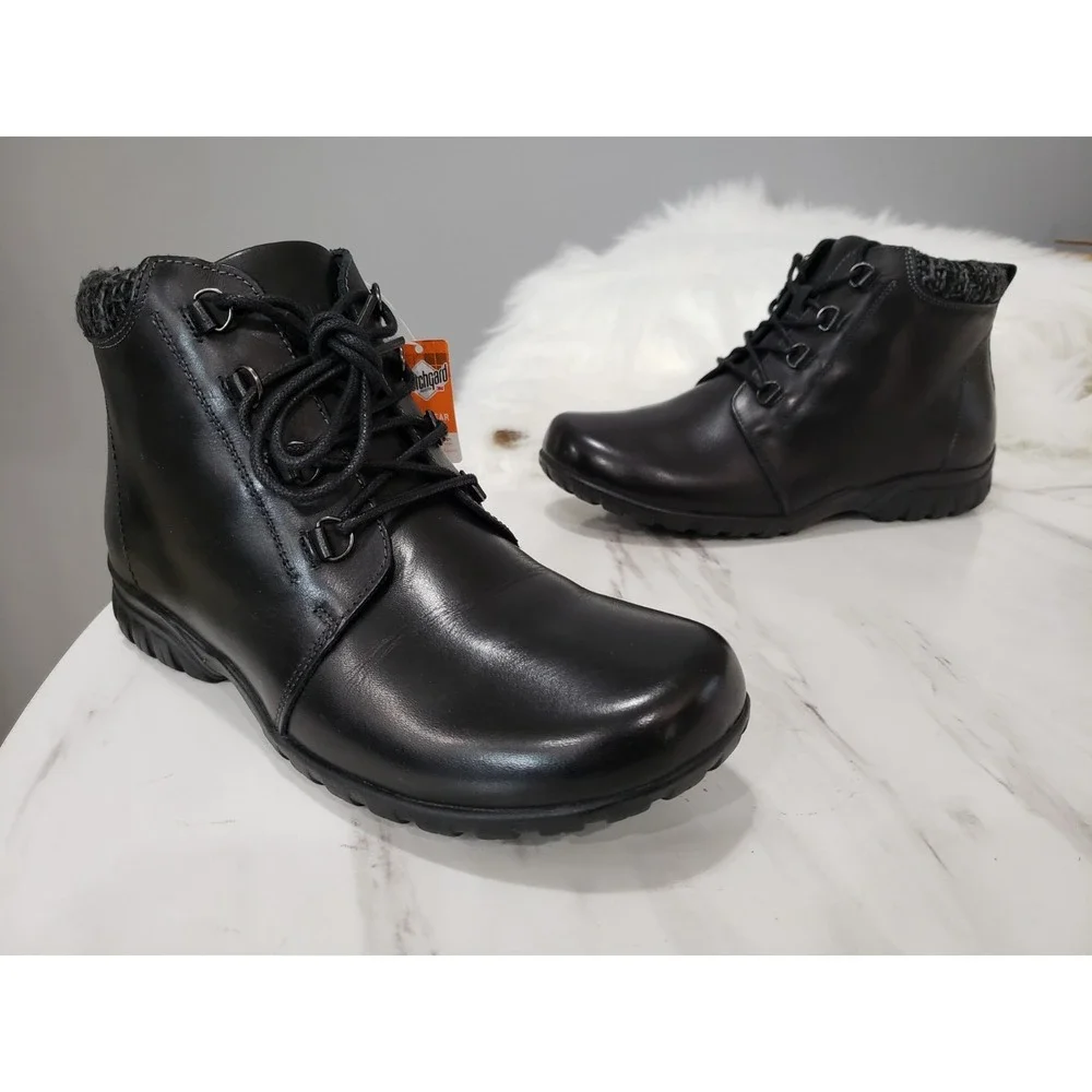 NEW NO BOX SIZE 8 Propet Delaney Zip Lace up Ankle Boots Womens Black Leather